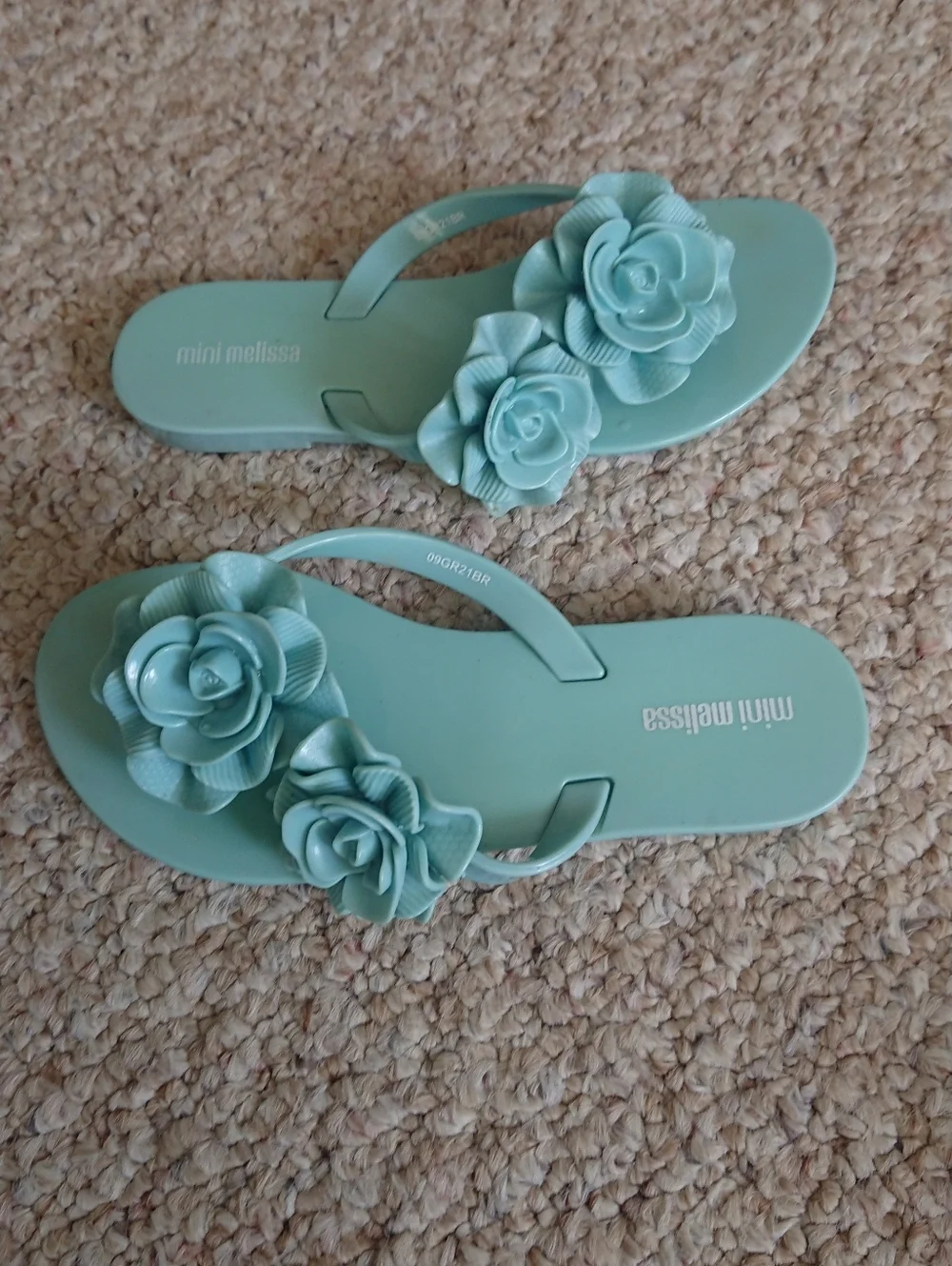 Mini Melissa Harmonic Floral Jelly Flip Flops in Mint size 8-9